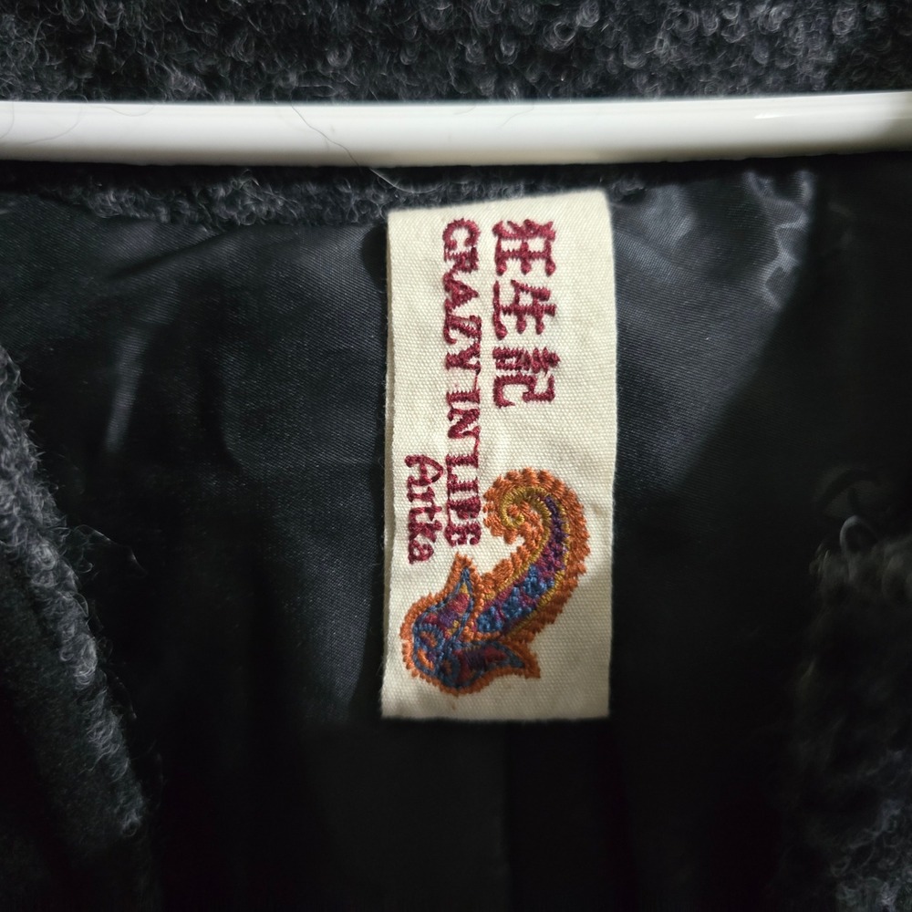 Vintage Artka Crazy In Life Grey Hooded Embroidered Cape Cloak Poncho Coat - Picture 7 of 11